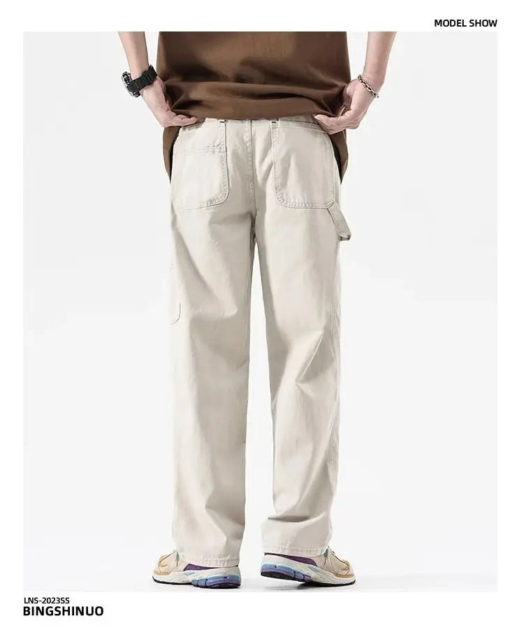 Riolio American High Street Work Pants Spring Autumn New Men's Trousers Straight Japanese Fashion Trend Retro Casual Work Pants Chic