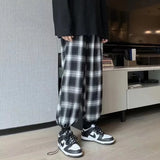 Riolio Plaid Pants Men Fashion Retro Color Contrast Casual Pants Men Streetwear Loose Hip-hop Straight Pants Mens Trousers M-3XL