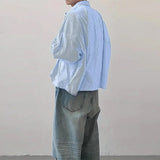 Riolio  New Japanese Trendy Men Shirts Light Luxury Textured Lapel Striped Long Sleeve Cardigan Tops Leisure Premium Loose Blouse M-2XL