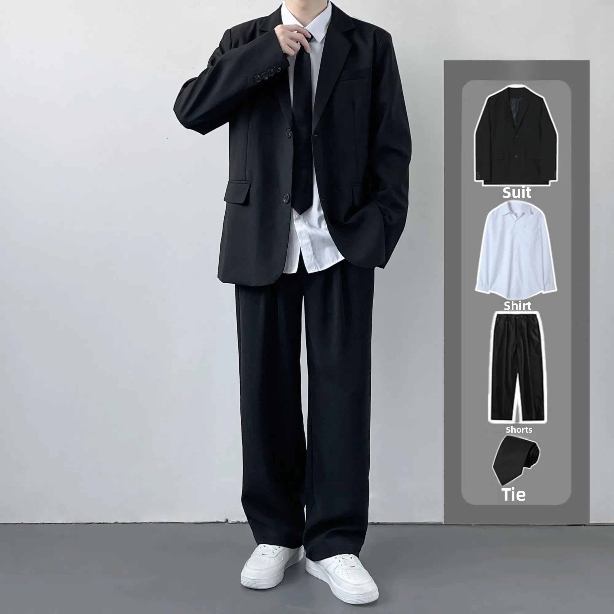 Riolio Casual Leisure Men's Suit Set High School Student Sle Versatile JK Class orm Jaet Straight Cut Casual Long Sve