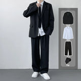 Riolio Casual Leisure Men's Suit Set High School Student Sle Versatile JK Class orm Jaet Straight Cut Casual Long Sve