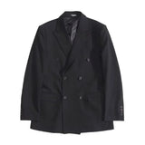 Riolio British Style Trendy Men's Blazer Black Double Breasted Slim Fit Suit Jacket Formal Business Office Groom Wedding Dress S-5XL