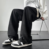 Riolio Winter Thickened Pants Men Warm Oversized Wide Leg Pants Men Streetwear Loose Straight Pants Mens Black Beige Thick Trousers