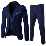 Riolio suit fashion 3pcs Suit Men Slim Formal Suit Solid Color Blazer Vest Pants Set 3 Piece Mens Suit Business Suit costume homme костюм мужской