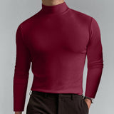 Riolio Turtleneck For Men Solid Colour Slim Elastic Thin Pullover Men Spring Autumn Turtleneck Men Knitting Basic Long Sleeve T-shirt