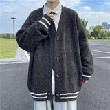 Riolio British Retro Cardigan Sweater New Korean Harajuku Academic Knitted Sweater Pullover Hip Hop Streetwear Loose Knitwear Tops