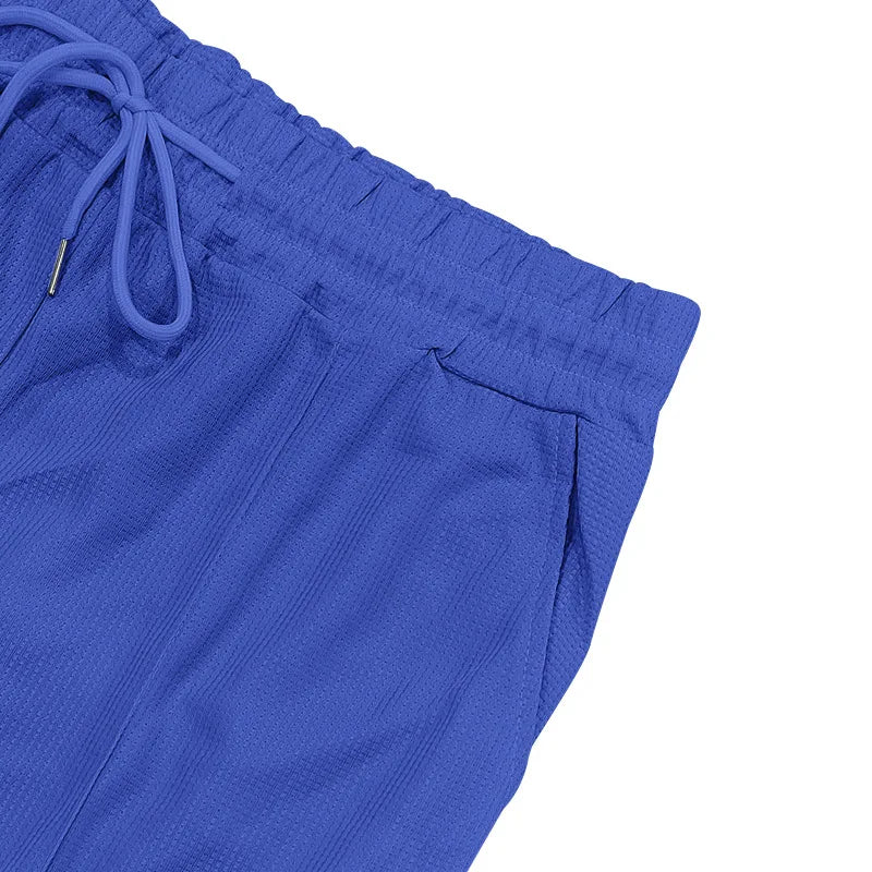 Riolio 2025 Summer Simplicity Men's Suit Loose Walf Checks Fabric Breathable Comfort and Casual Short Sleeve Shorts Two-Piece Suit