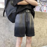 Riolio Summer Denim Shorts Men Fashion Retro Gradient Denim Shorts Mens Streetwear Korean Loose Hip-hop Straight Jeans Shorts Men