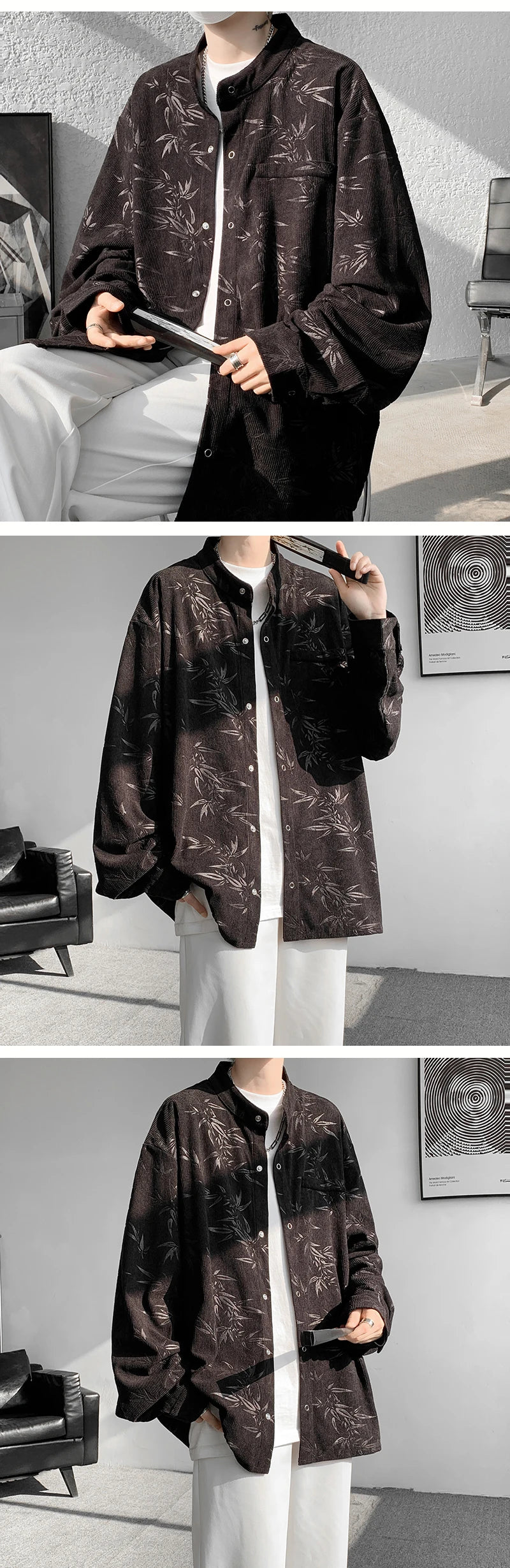 Riolio Spring Summer Printed Long Sleeve Shirts Man 2024 Casual Oversize Blouse Fashion Male Cardigan Korean Clothing Plus Size 5XL-M