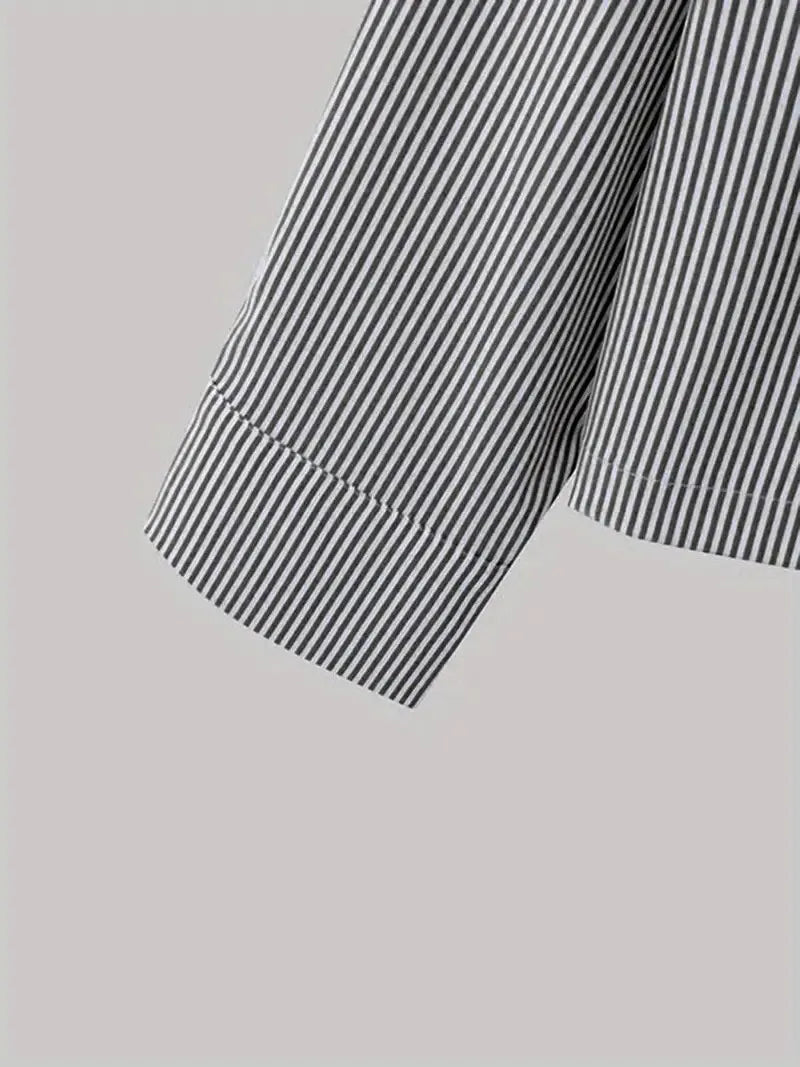 Riolio  New Japanese Trendy Men Shirts Light Luxury Textured Lapel Striped Long Sleeve Cardigan Tops Leisure Premium Loose Blouse M-2XL