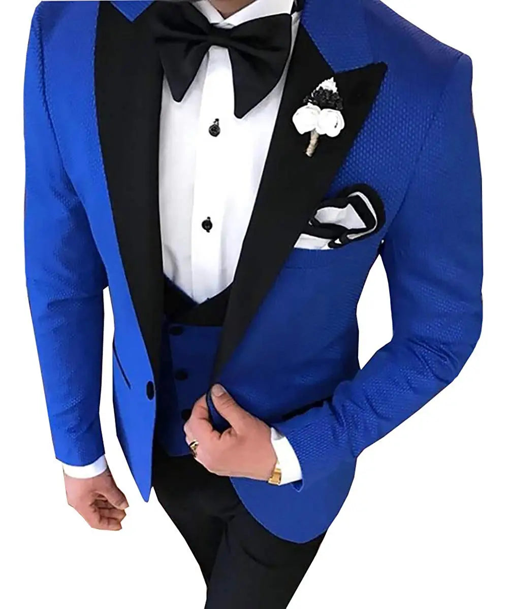 Riolio prom suit Men 3 Pieces Suits For Men Custom Made Groom Groomsmen Tuxedos Wedding Men Suit Terno Masculino(Jacket+Pant+Vest)