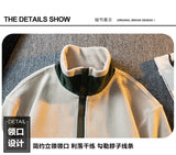 Riolio Korean Casual Heavy Half Zipper Sweatshirt Fleece Jacket Men Autumn Winter Warmth Thicken Men Aesthetic Academy Chic Streetwear