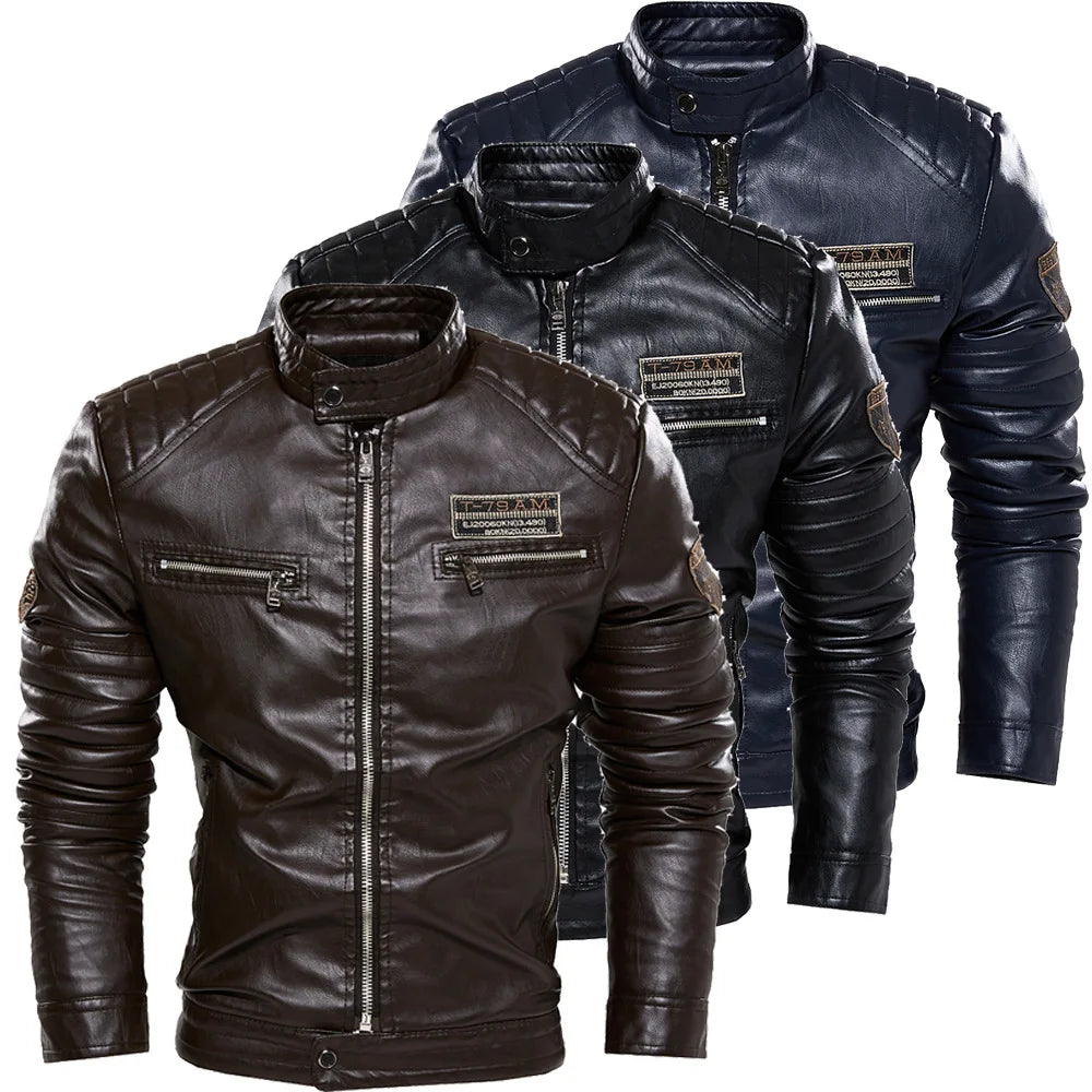 Riolio Men Outerwear Leather Moto Jacket Trend Brand Men's New Clothing Men Fashion Leather Jacket Streetwear Blazer Casual Jackets