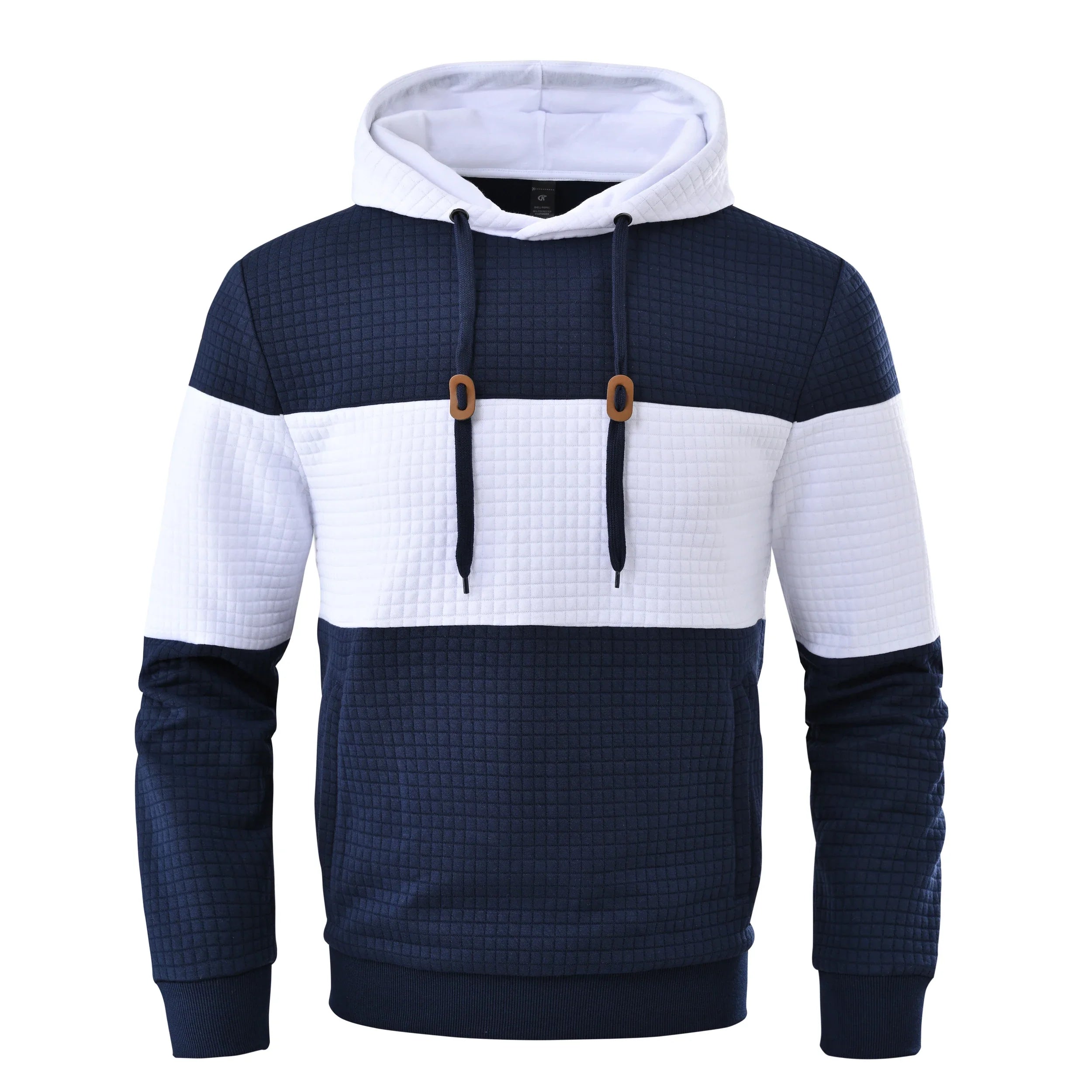 Riolio Autumn Men's Casual Fashion Hoodies Cozy Pullover Sweatshirt Tracksuit Hooded Sweatshirts Streetwear with Plaid Jacquard