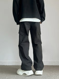 Riolio 100% Cotton Men's Cargo Casual Pants Baggy Straight Elastic Waist Comfortable Trousers Fashion Streetwear Hip Hop Male Trousers