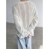 Riolio Rice White Shirts for Men Hollow Out Blouse Men Handsome Fashion Men Clothing Vacation Sexy Mesh Long-sleeved Shirts