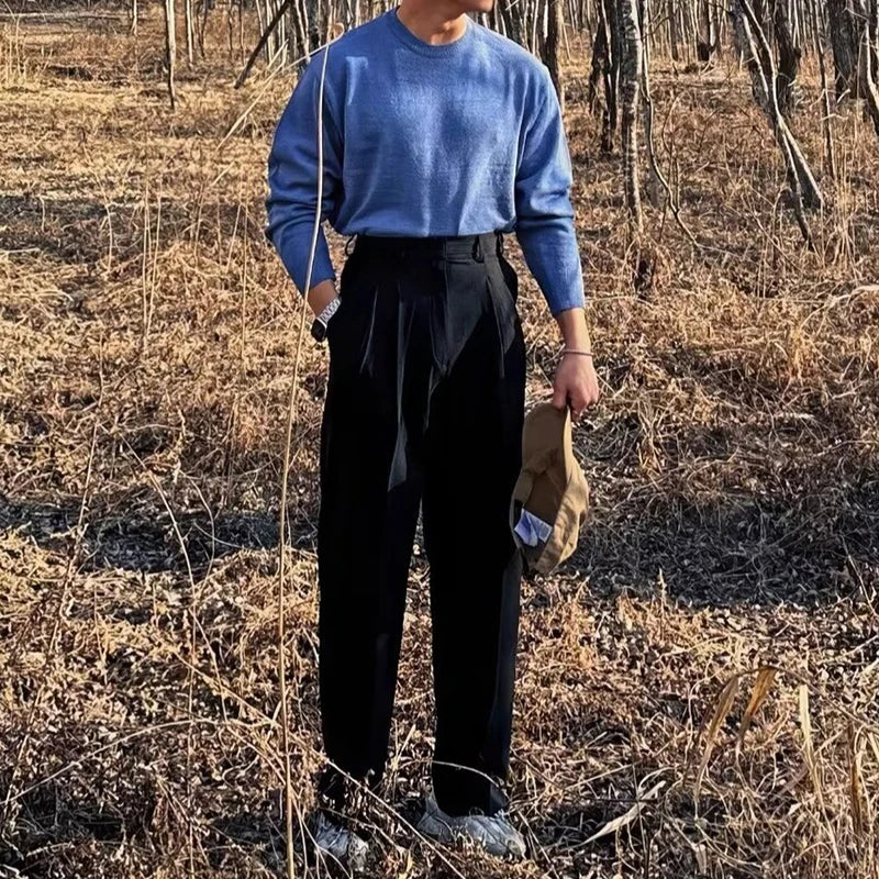 Riolio New British Retro Male Suit Pants Light Luxury Naples Slim-fit Dress Pants Casual Premium Popular Elegant FashionTrousers M-3XL