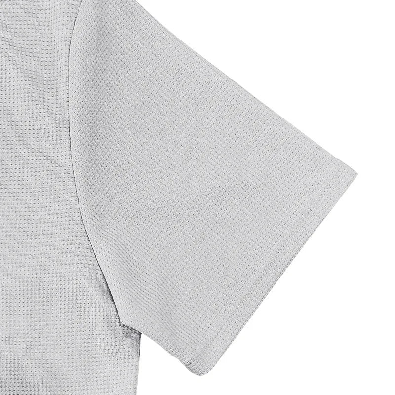 Riolio 2025 Summer Simplicity Men's Suit Loose Walf Checks Fabric Breathable Comfort and Casual Short Sleeve Shorts Two-Piece Suit