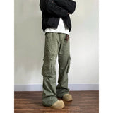Riolio Men's Green Cargo Pants Baggy Harajuku Streetwear Straight Pants Y2k 2000s Parachute Pants Vintage Trousers Clothes Fashion