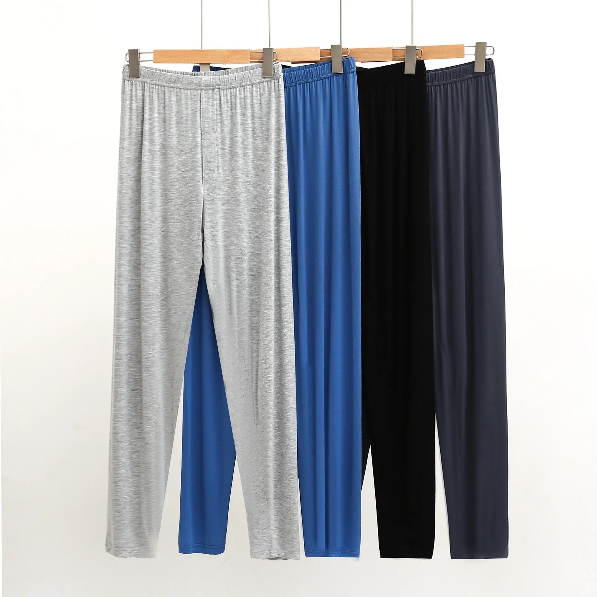 Riolio Modal Men's Homewear Pajamas V-neck Long Sleeve Pants Set Draping Smooth Elastic Comfortable Sleepwear Pyjama Homme