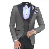 Riolio prom suit Men 3 Pieces Suits For Men Custom Made Groom Groomsmen Tuxedos Wedding Men Suit Terno Masculino(Jacket+Pant+Vest)