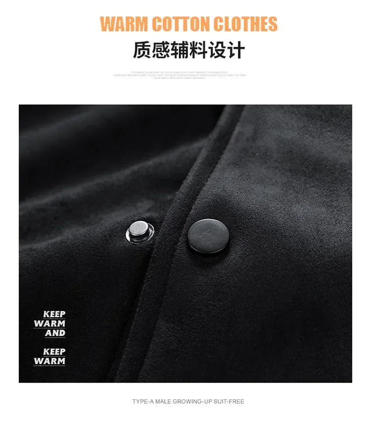 Riolio Bomber Wool Coat Premium Varsity Leather Wool Jacket High Street Jacket Men's Varsity Baseball College Leather Sleeves