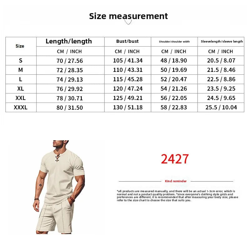 Riolio 2025 Summer Simplicity Men's Suit Loose Walf Checks Fabric Breathable Comfort and Casual Short Sleeve Shorts Two-Piece Suit