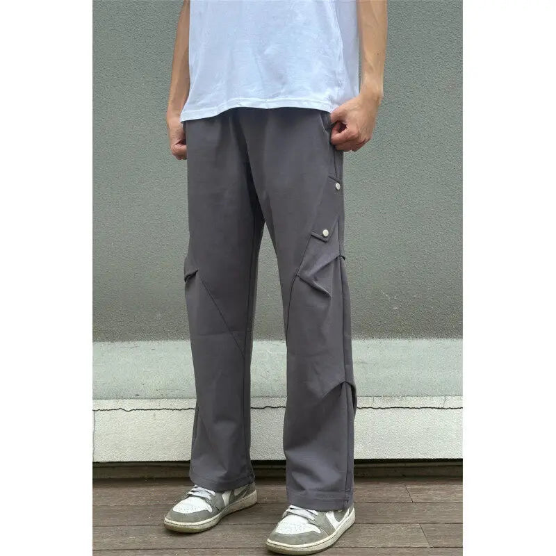 Riolio Summer Casual Pants Men Fashion Black Straight Pants Men Streetwear Hip-hop Loose Cargo Pants Mens Joggers Trousers M-3XL