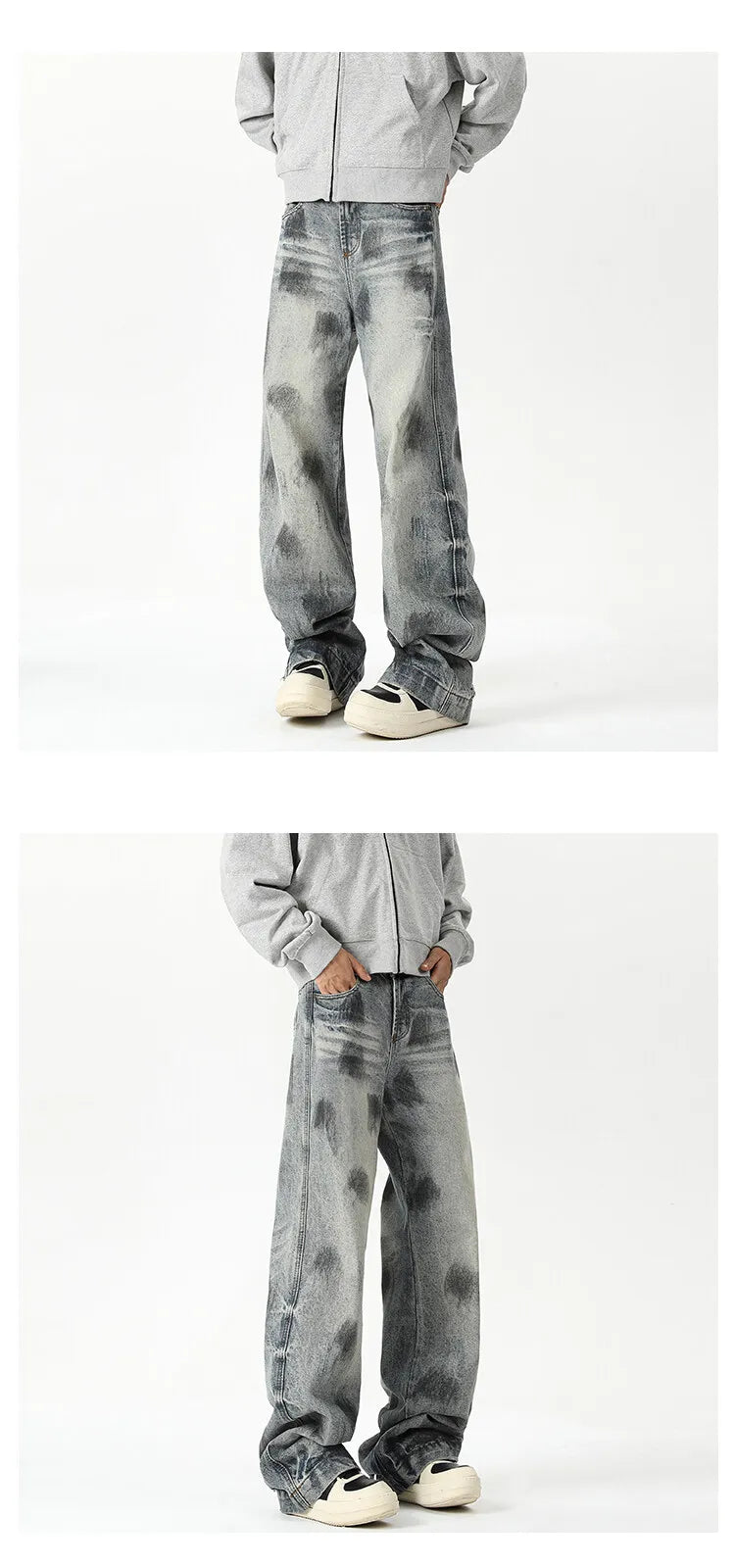 Riolio Jeans Men's New Denim Pants wash jeans New Fashion High Quality Washed Male Jeans Loose Wide Leg Trousers Straight Casual jean
