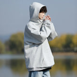 Riolio Spring Casual Hoodie Mens Half Zip Pullover Pure Color Streetwear Oversize Comfort Loose Fit Trending Hooded Sweatshirt