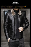 Riolio Casual Punk Rock Thick Leather Coats Slim Windproof Blazer Stand Collar Outwear Men's Pu Leather Jacket Zipper Motorcycle Jacket