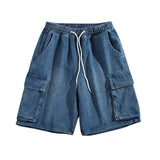 Riolio Summer Men Denim Short Streetwear Vintage Korean Harajuku Pocket Jeans Shorts Hip Hop Cargo Pants Oversized Bottoms Male Clothes