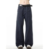 Riolio Men's Jeans High Waist Vintage 2000s Straight Baggy Denim Pants Streetwear Y2K American Style Fashion Wide Leg Denim Trous