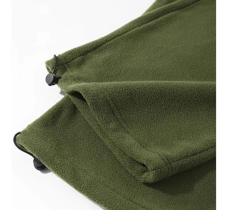 Riolio Double-sided Fleece! Retro Military Green Straight-leg Pants Women Loose Thickened Warm Drawstring Casual Wide-leg Pants Men