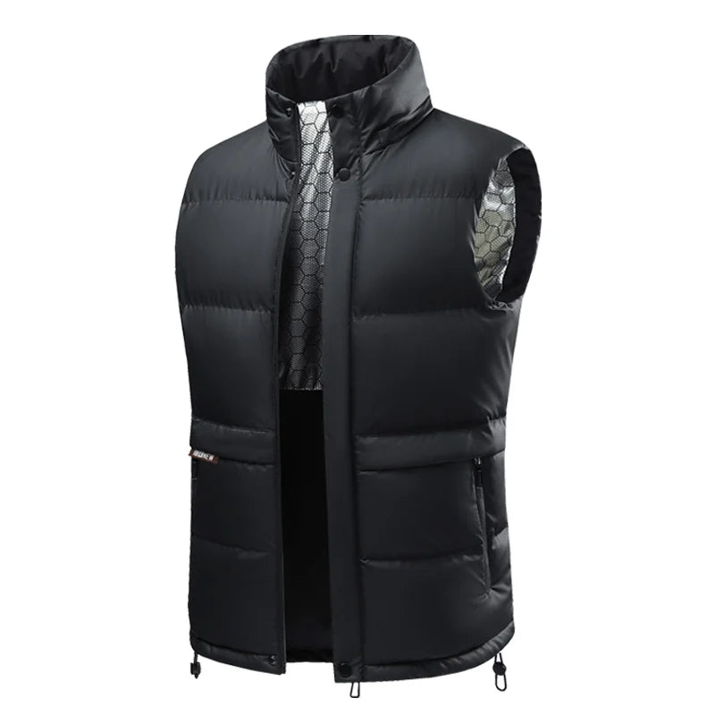 Riolio Men's Hooded Loose Solid Color Warm Vest Male Version Camisole Jacket Graphene Cotton Vest Autumn Winter Quality Men's Vest