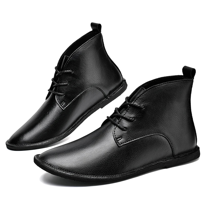 Riolio Men's Classical Retro Leather Chukka / Turf Boots Men Fashion Ankle Boot Mens Lace-up Short Desert Boots High-Top Shoes