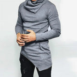 Riolio Hot Sale Fashion Streetwear Turtle neck Street T shirt Men Hip Hop Long Sleeve Asymmetry Thin Designed Men's T-Shirt