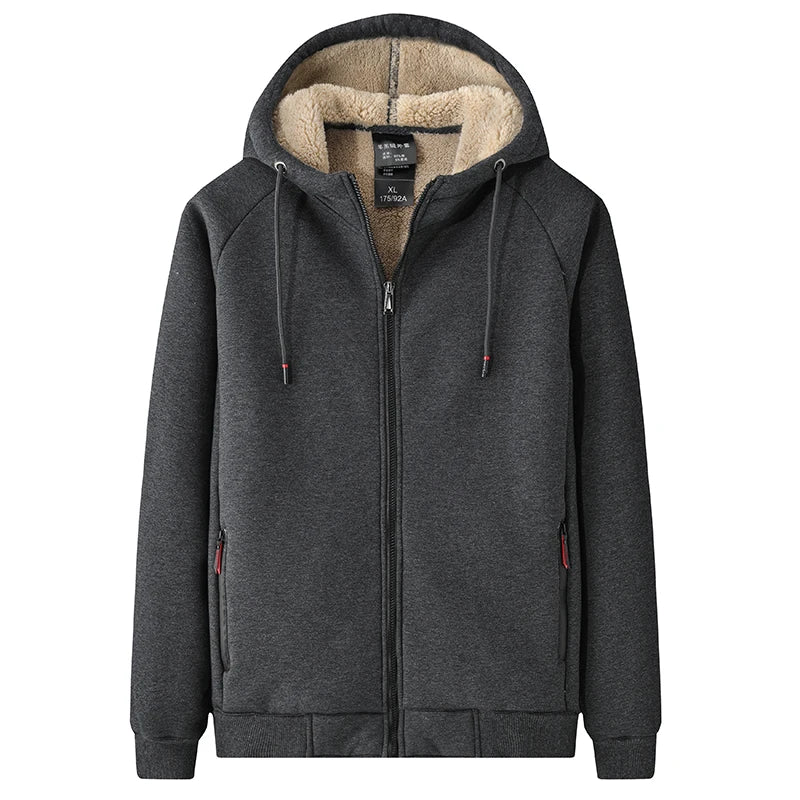 Riolio Winter Thicken Hooded cotton winter new plus cashmere men's casual lamb cashmere plus size Hoodie Plush coat L-8XL streetwear