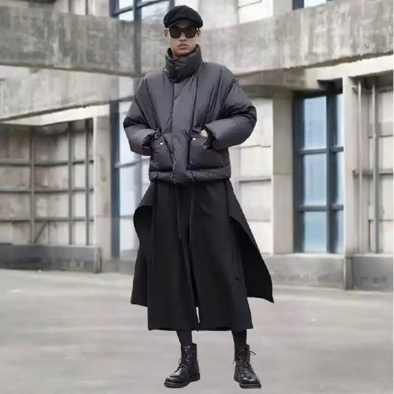 Riolio Men's Wide Leg Pants Solid Joggers Streetwear Elastic Waist 2025 Irregular Skirts Trousers Men Loose Punk Pantalon 3XL