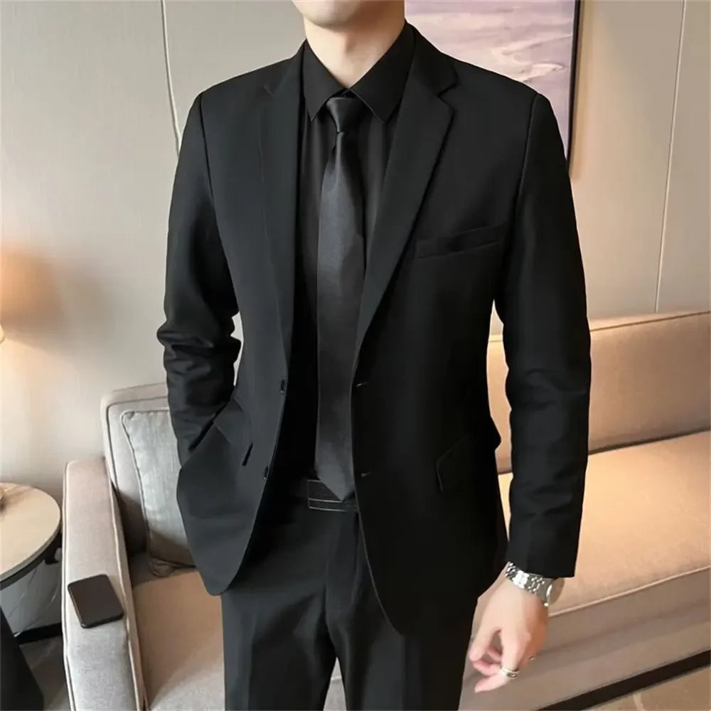 Riolio Men's Western-style Suit Korean Version Wedding Formal Gowns Slimming Business Casual Jacket Elegant Groom Tuxedo