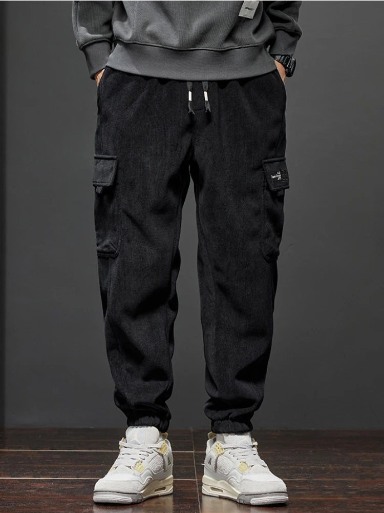 Riolio Spring Autumn Men's Elastic Waist Casual Pants Stretch Straight Drawstring Harem Jogging Sports Trousers Fashion Male Clothing