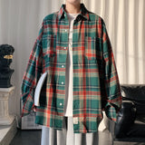 Riolio Autumn Long Sleeved Shirt Men Fashion Oversized Plaid Shirt Men Streetwear Korean Loose Casual Shirts Mens Large Size M-5XL