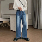 Riolio New Korean Cleanfit Male Jeans Luxury Naples High Waist Wide Legs Denim Pants Fashion Solid Color Retro Premium Elegant Trousers