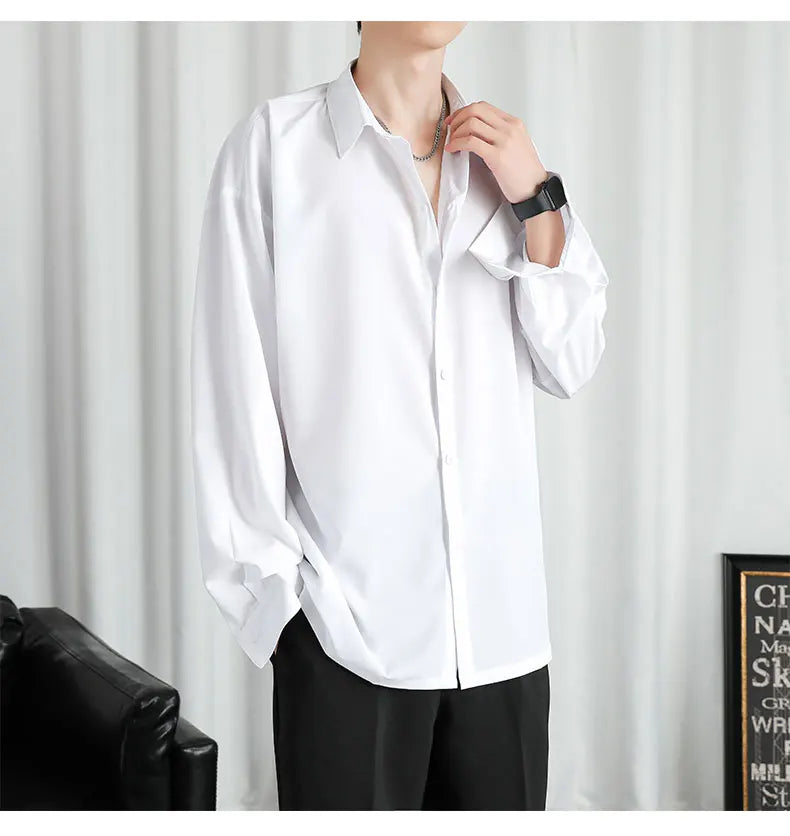 Riolio Shirt Men Solid  Long sleeved Shirt For Men Korean Fashion Shirts Comfortable Blouses Casual Loose Classic Single Breasted Shirt