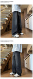 Riolio Jeans Men Denim Pants Elastic waist pull rope Straight Droop Vintage Loose Bottom Straight Wide Leg Casual Male Trouser