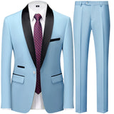 Riolio 3 Pieces Set Men's Business Blazers Coat / Male Slim Fit Color Matching Collar Suit Tuxedo Leisure Jacket Pants Vest Wedding