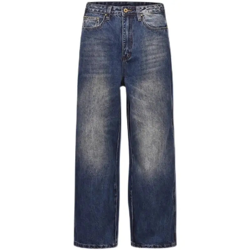 Riolio Hip hop high street American men and women trendy straight leg washed jeans for couples autumn Y2K loose retro casual pants
