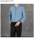 Riolio  New Naples Business Men Shirts Light Luxury Textured Lapel Striped Long Sleeve Cardigan Leisure Premium Commuter Blouse S-4XL