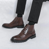 Riolio Men's short boots winter fashion new comfortable Amazon tight lace shoes old-fashioned business men's casual fashion shoes