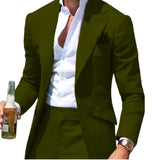 Riolio suit fashion Costumes Pour Hommes Peak Collar Men Suits Notched Green Slim Fit Blazers Jackets Pants 2PCS Causal Business Wedding Groom Wear